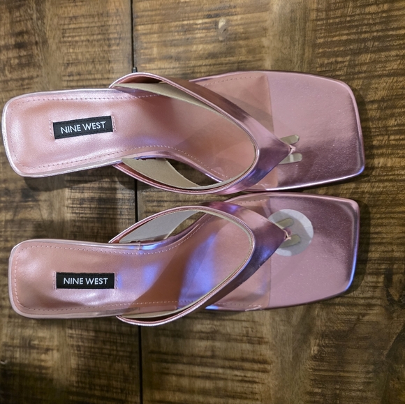 Nine West Nest Heeled Sandals in Pink Metallic - Picture 5 of 8